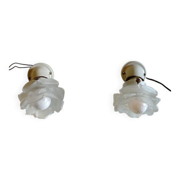Appliques Art-déco en porcelaine et pâte de verre - années 30/40