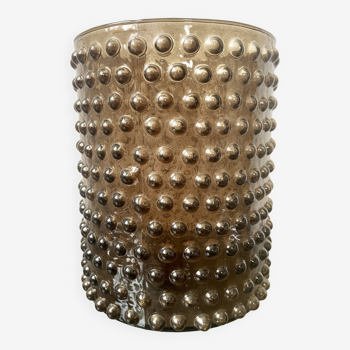 Textured smoked glass vase