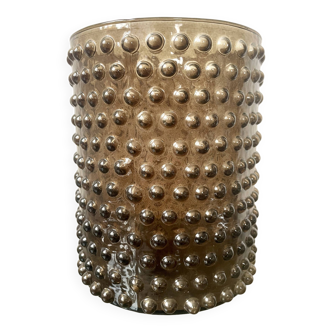 Textured smoked glass vase