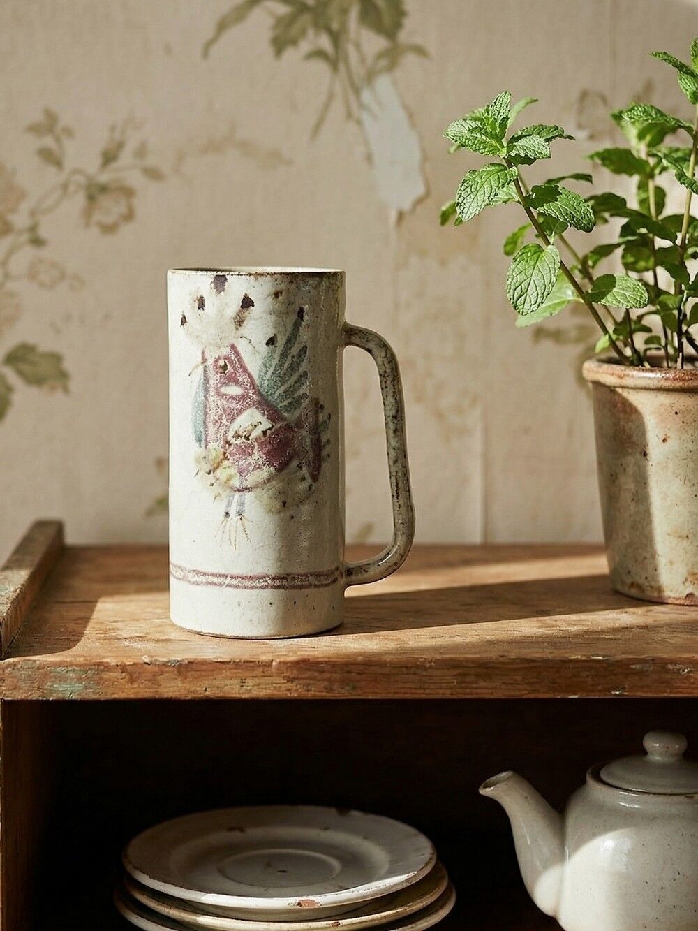 Large mug Le Mûrier Gustave Reynaud Vallauris vintage 1960s