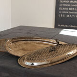 Ancien plat à poisson en métal argenté