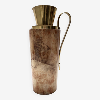 Vintage Turned Beech and Parchment Thermos / Jug by Aldo Tura for Macabo, Italy