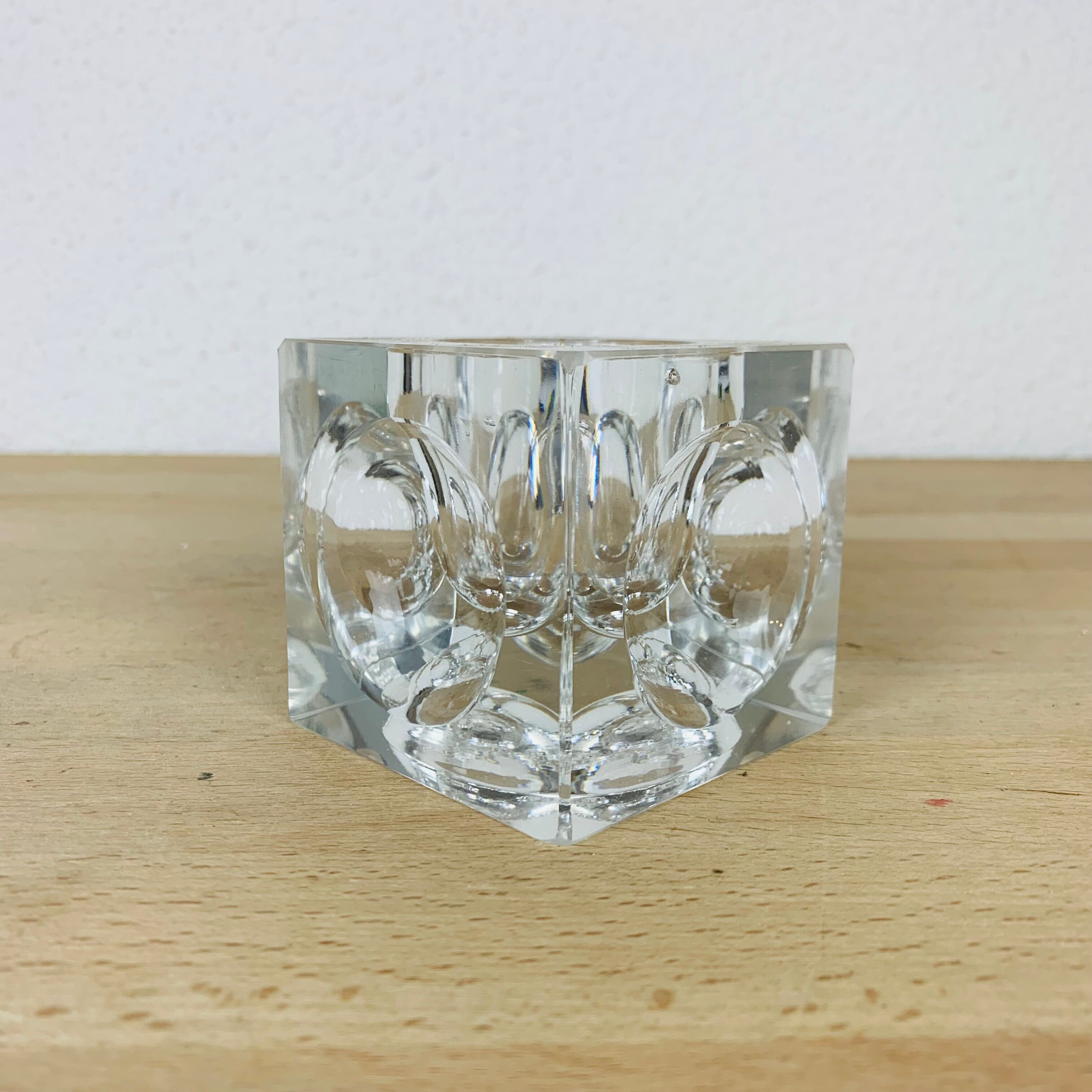 Candle holder cube glass design space age 70 ice cube ice cube