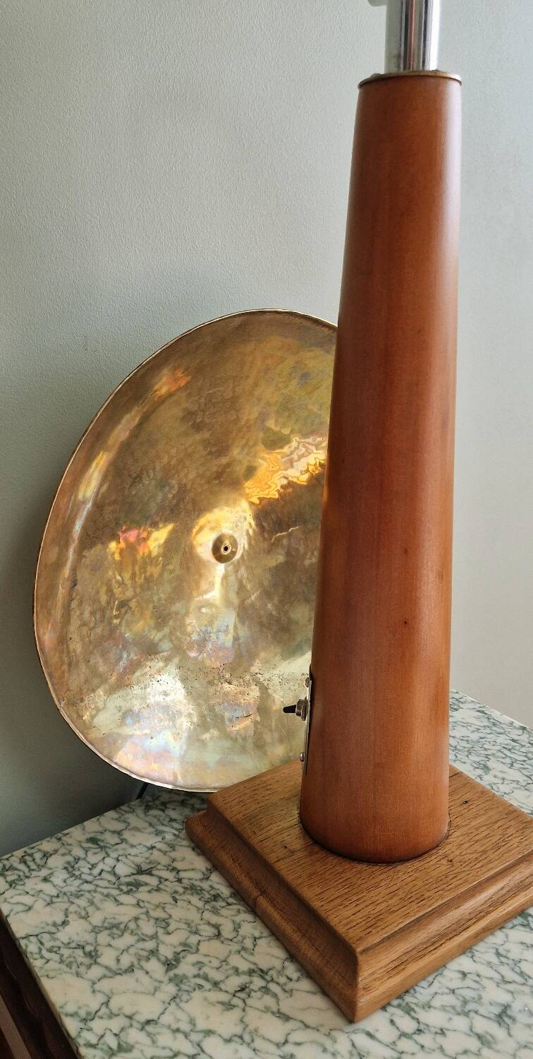 Large nautical lamp in wood and brass from the 80s