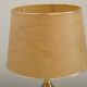 Vintage French Round Brass Table Lamp With Beige and Gold Shade