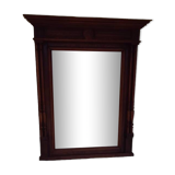 Henri II overmantel fireplace mirror in solid walnut.