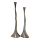 Pair of brutalist metal candlesticks in organic shape sleek design