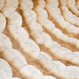 Round dining table in white lacquered wood, Italy, 1970s, decorated eggshell top