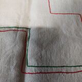 Old linen rectangular tablecloth embroidered hemp canvas 104 x 153 cm