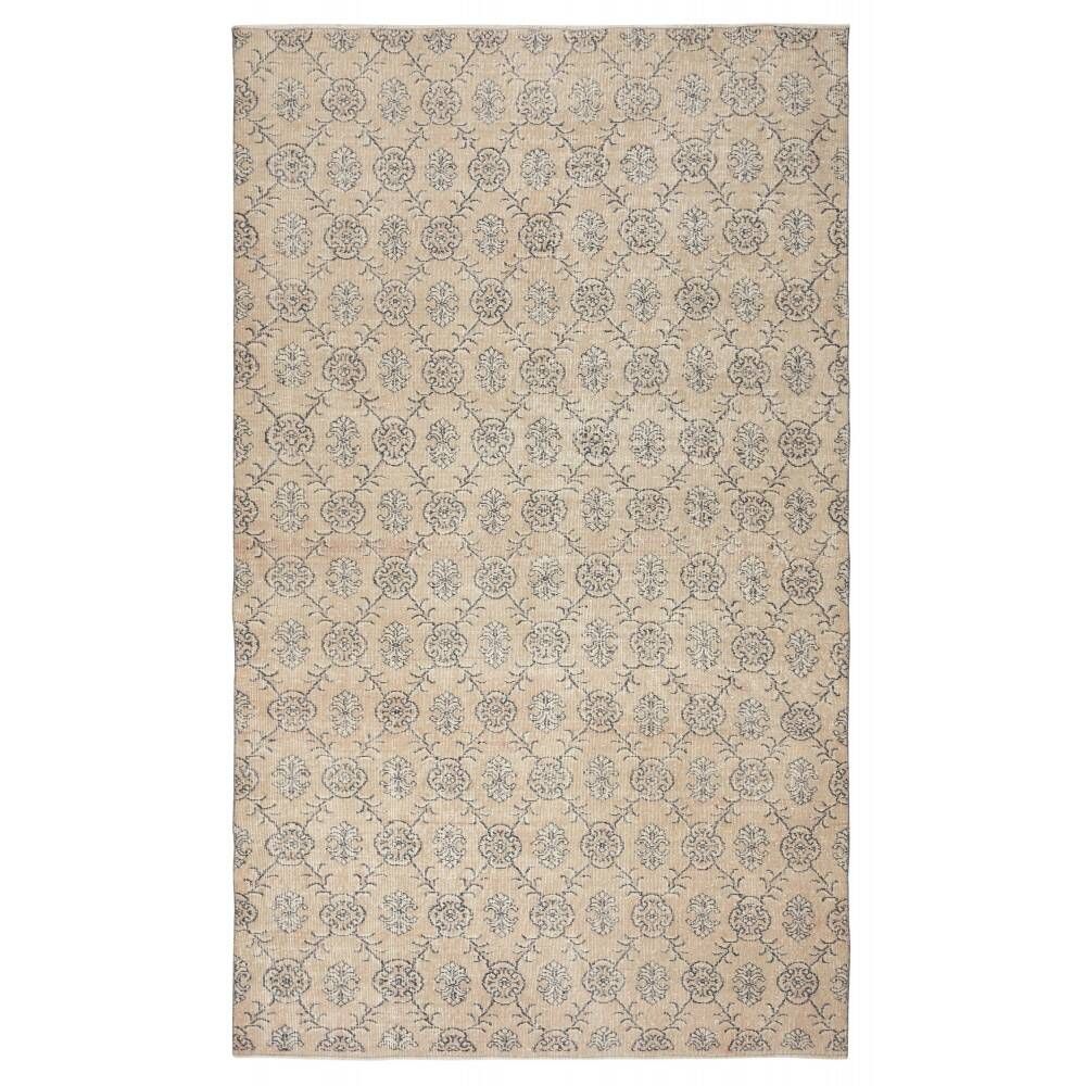 Vintage Turkish Handknotted Wool Rug. Floral Patterned Area Carpet for Cozy Farmhouse Interiors