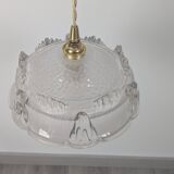 Vintage pendant light in molded glass and brass