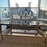 Glass and brass table