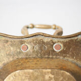 Vintage brass top, E.Roblin Villedieu Manche, handle tray, tableware, hammered top