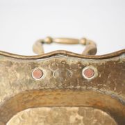 Vintage brass top, E.Roblin Villedieu Manche, handle tray, tableware, hammered top