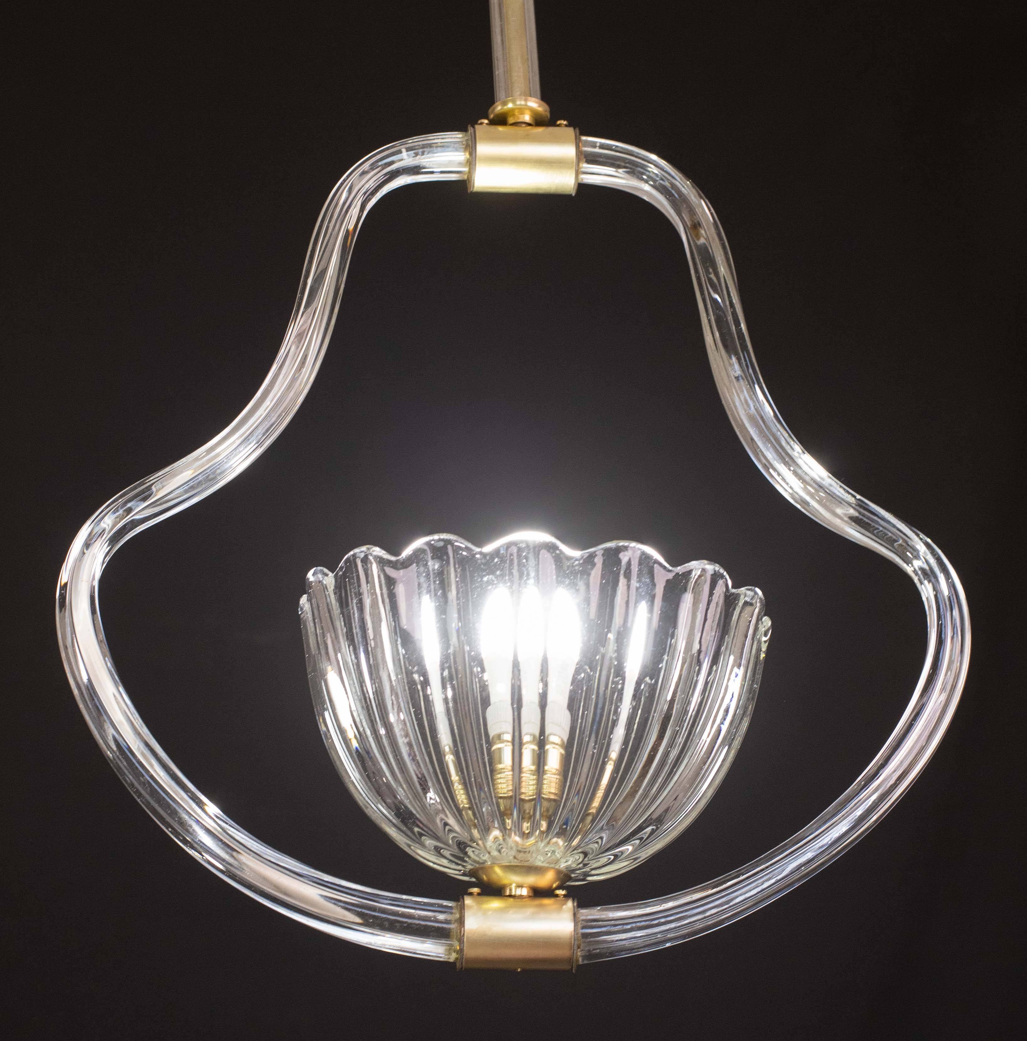 Elegant Art Decò Barovier and Toso Chandelier, 1940s