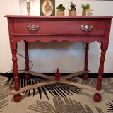 Side table or console with wood and terracotta drawer