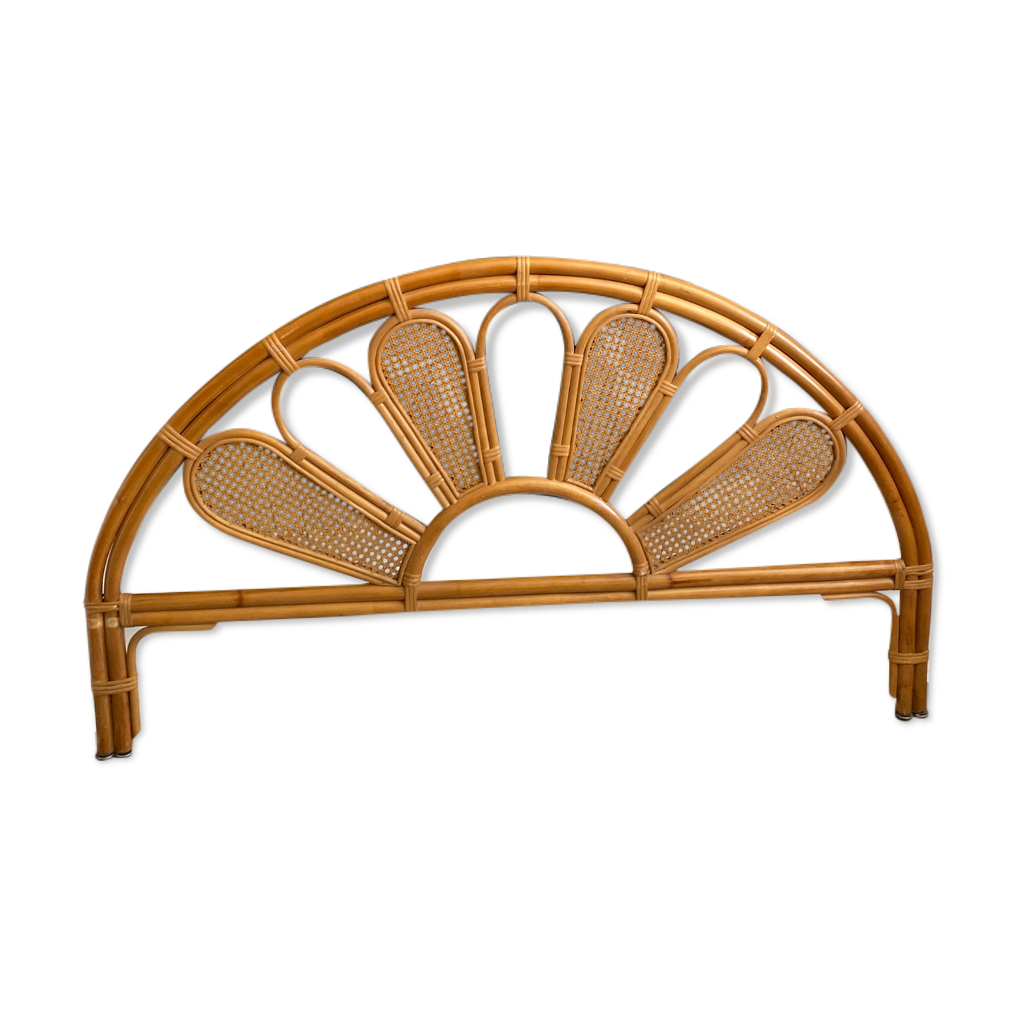Vintage rattan headboard and peacock cannage