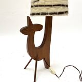 Wooden zoomorphic lampshade with wool lampshades, 70s