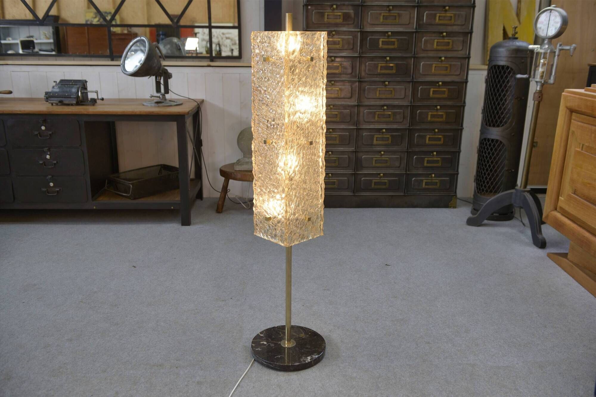 Floor lamp by Pierre Disderot for Dallux, resin and marble, 1960s.
