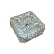 Old small square wall light ceiling fixture with transparent vintage glass.