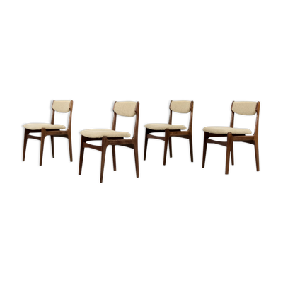 Chaise de salle à manger scandinave moderne en teck du milieu du siècle, années 1960, ensemble de 4