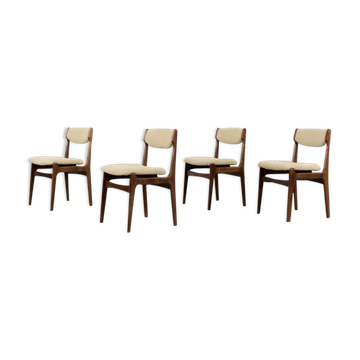 Chaise de salle à manger scandinave moderne en teck du milieu du siècle, années 1960, ensemble de 4