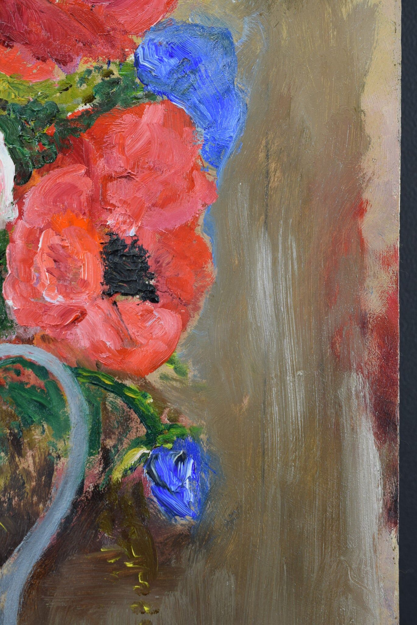 Oil on panel vintage painting Summer bouquet