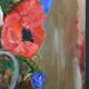Oil on panel vintage painting Summer bouquet