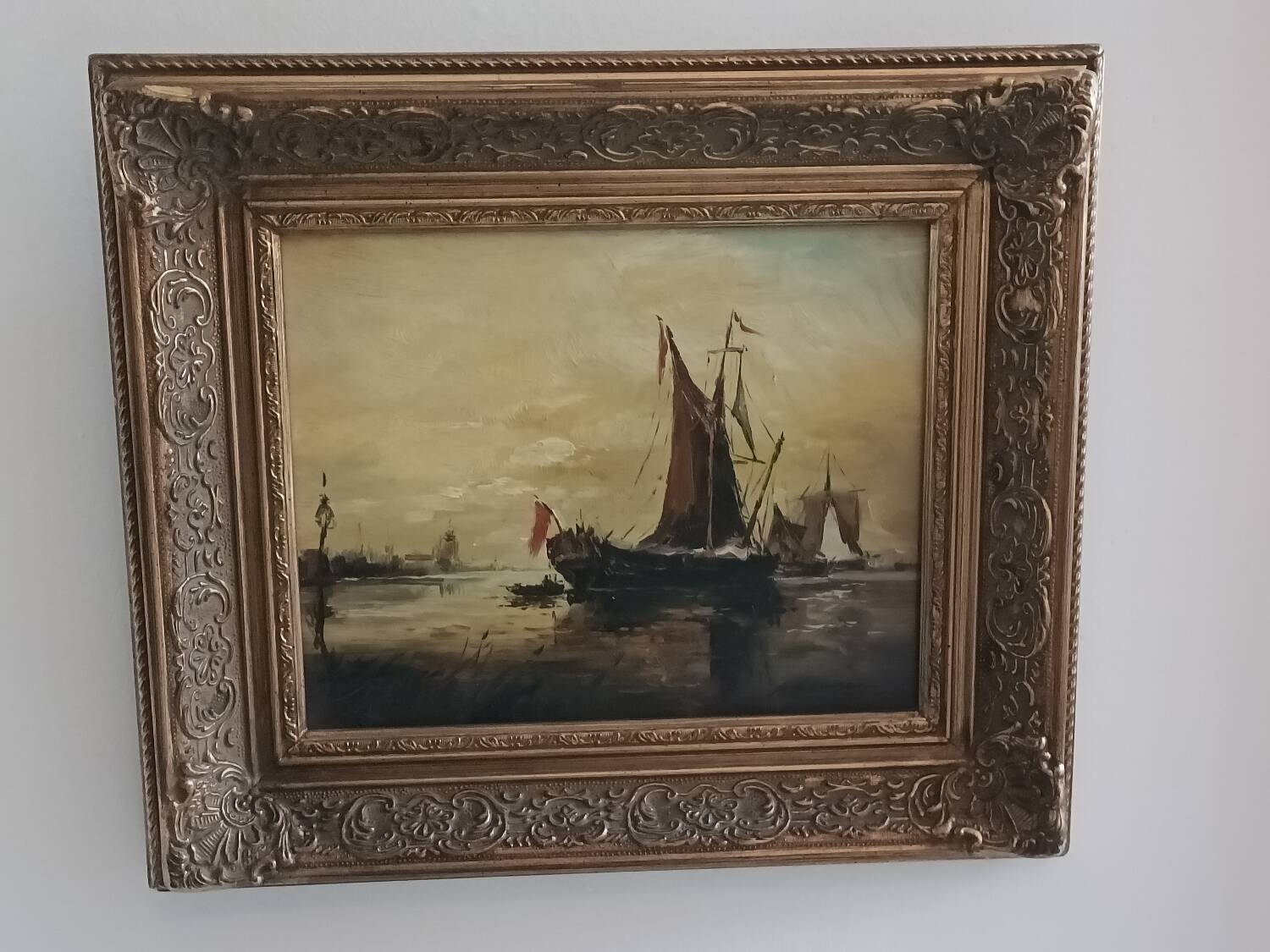 Tableau ancien, marine signée, fin XIXEME