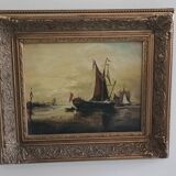 Old painting, signed seascape, late 19th century