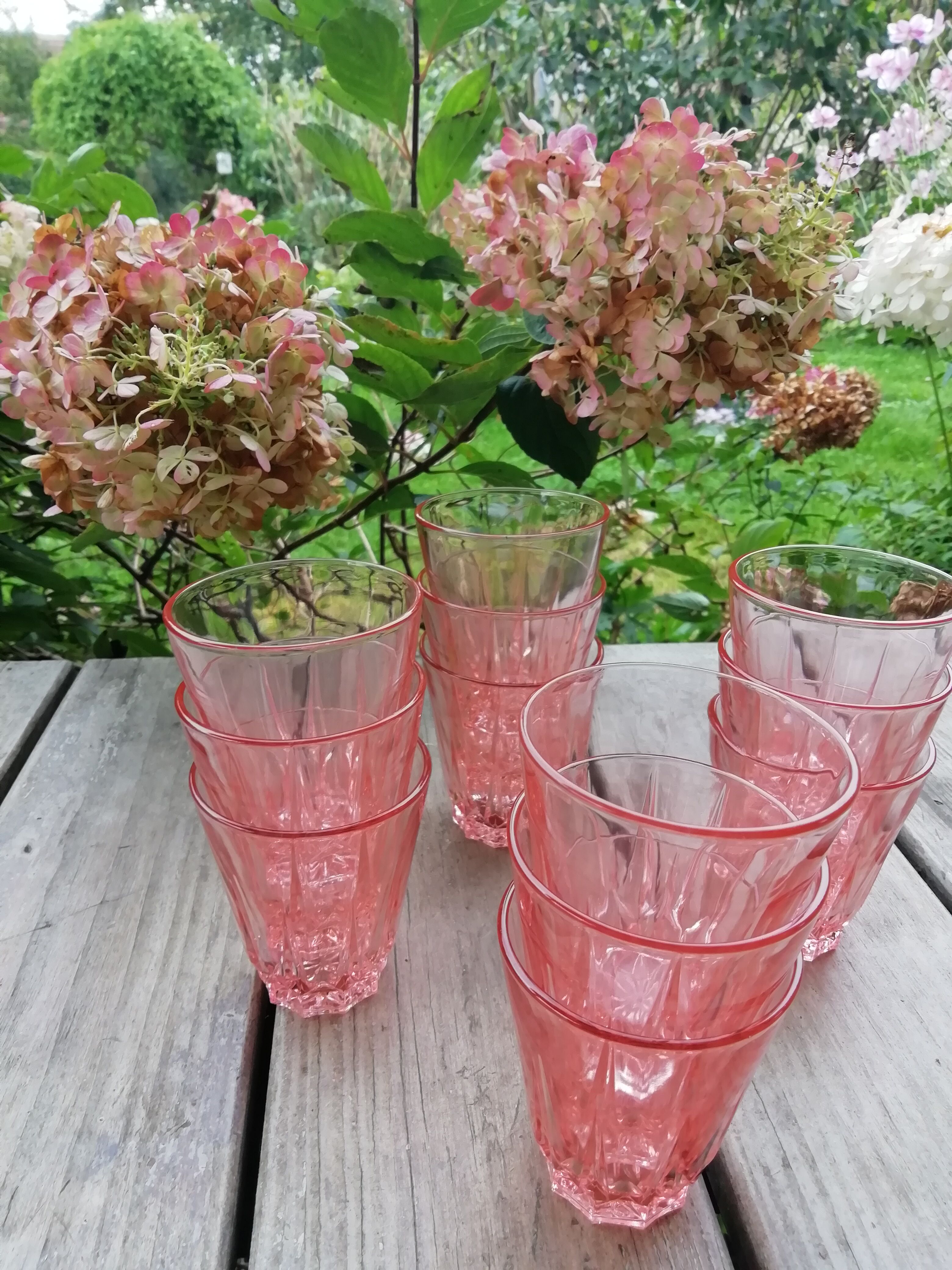 Lot de 12 verres roses