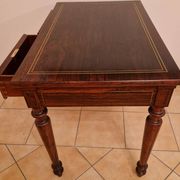 Restored antique Louis XVI style desk with a 19th-century leather top.