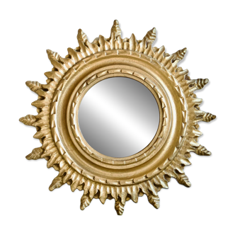 Antique golden witch's eye sun mirror