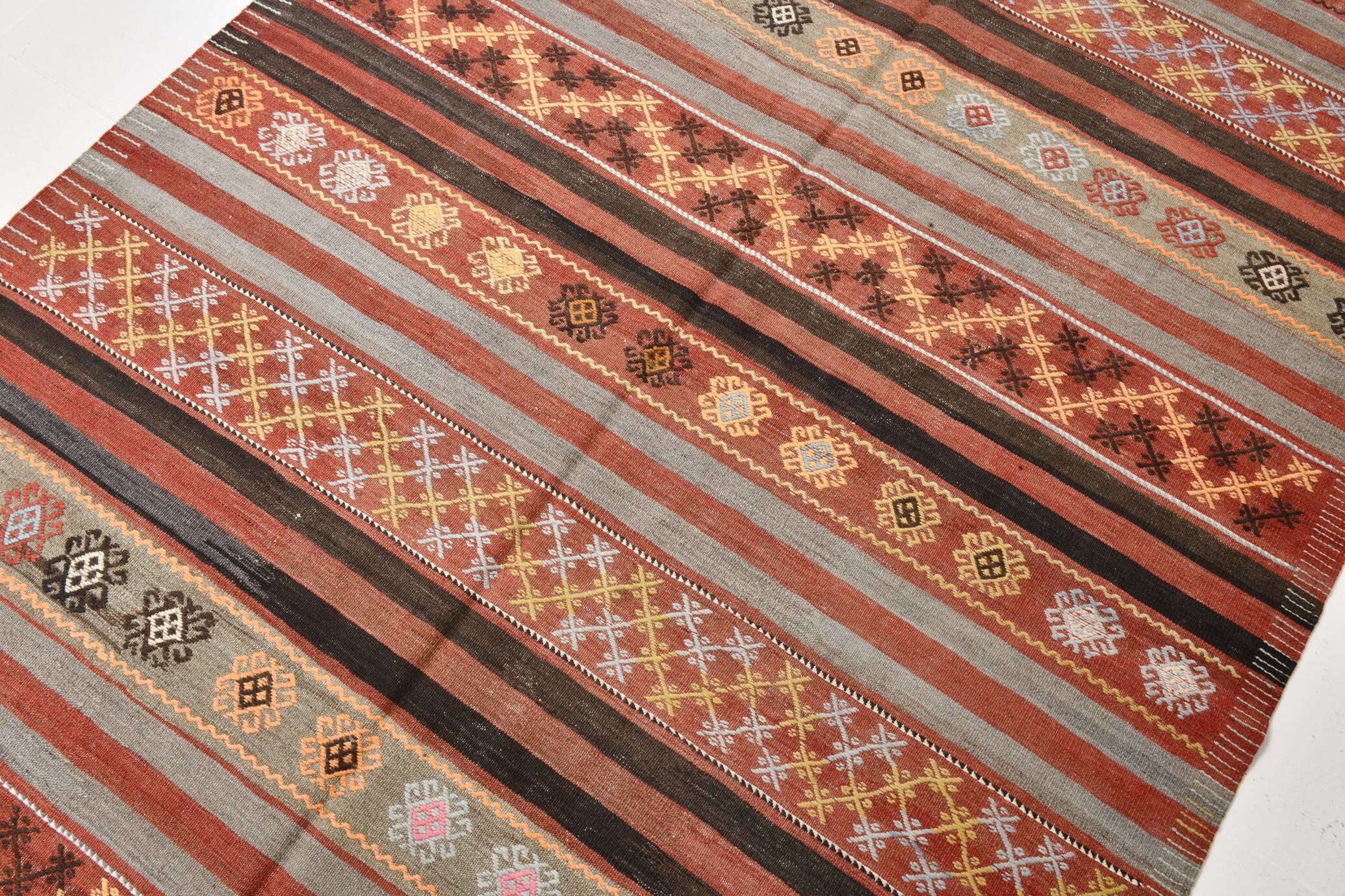 5x12 Long Wide Turkish Vintage Kilim Rug 162x377Cm SK 32815