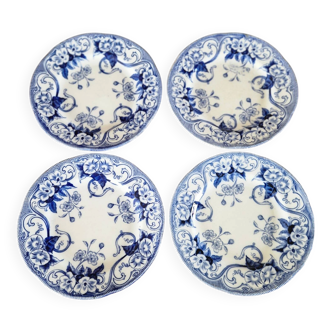 Set of 4 flat plates Creil & Montereau model Flora