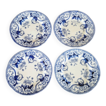 Set of 4 flat plates Creil & Montereau model Flora