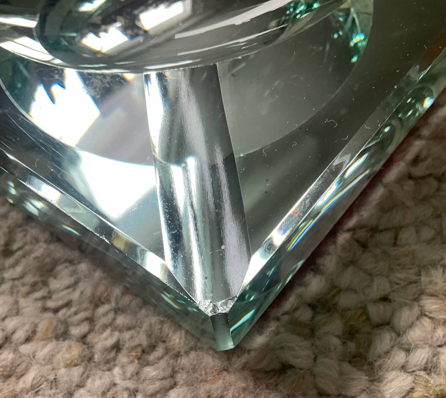 Jean Luce Art Deco ashtray in mercurized Saint Gobain glass