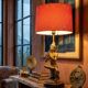 Unique and monumental Siamese bronze lamp from the 19th century, stamped.