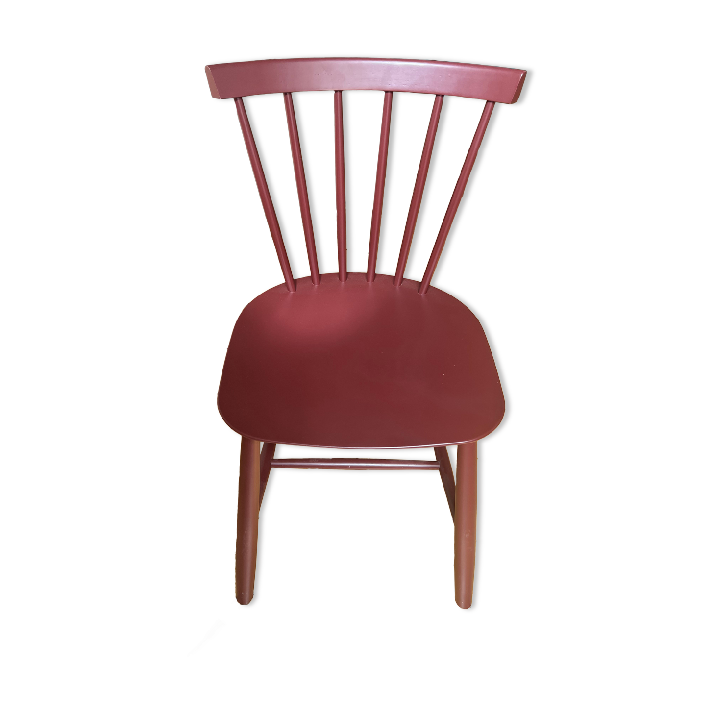 Wooden chair, FDB Mobler J46 burgundy