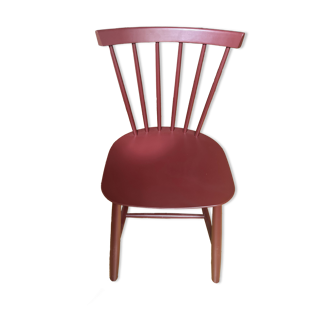 Wooden chair, FDB Mobler J46 burgundy