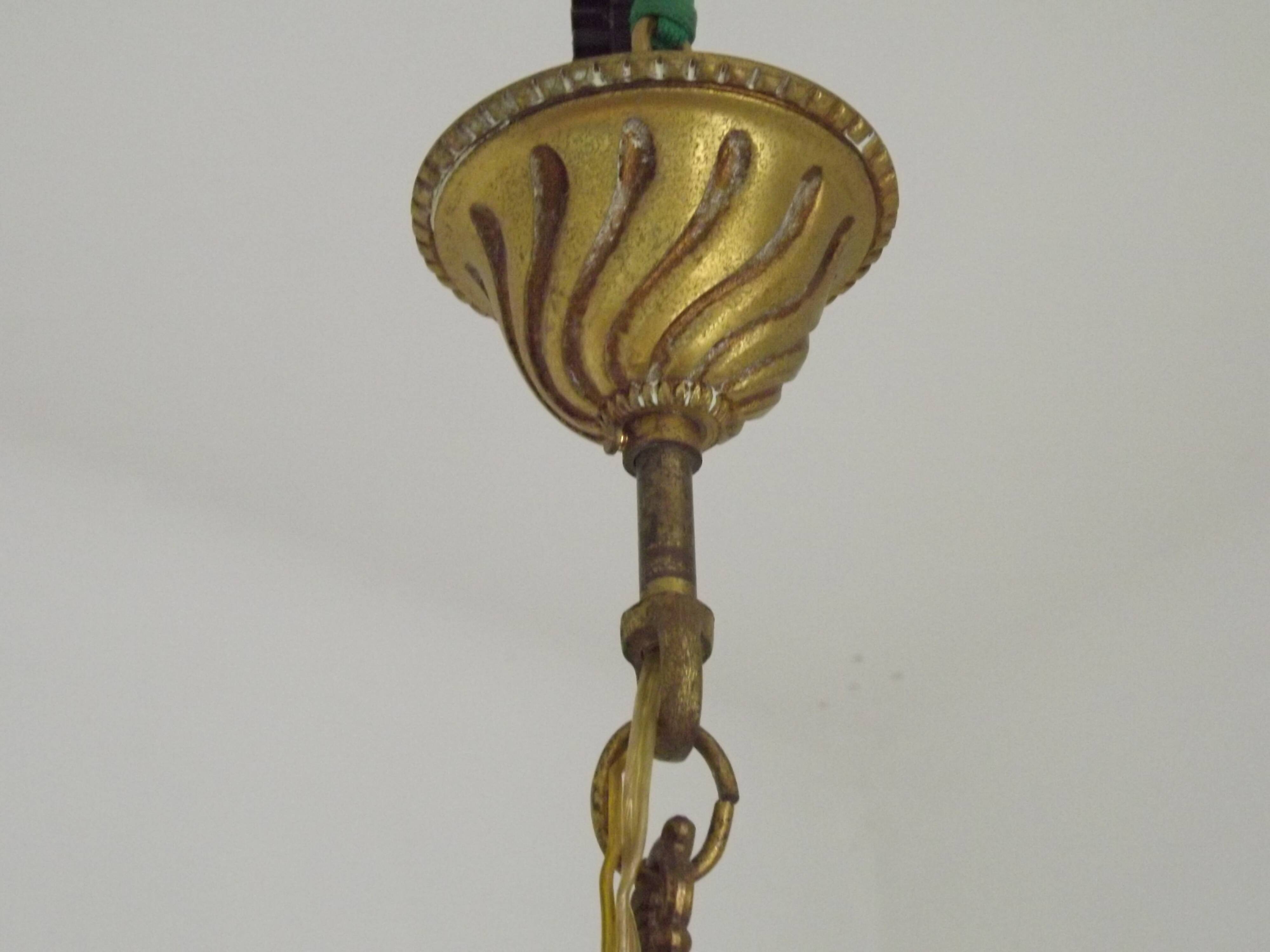 Elegant French Vintage Bronze 5-Light Art Nouveau Style Chandelier