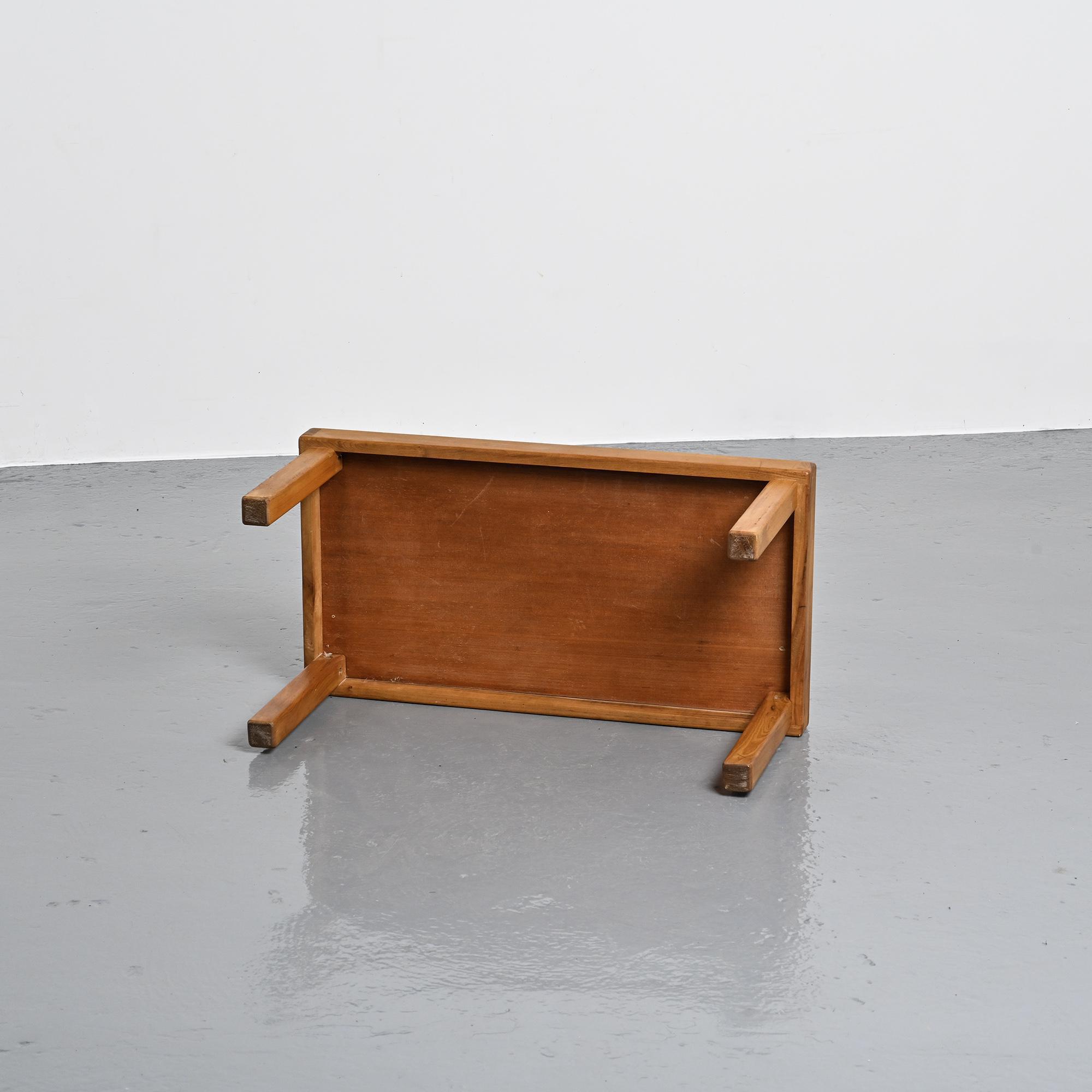 Slate and elm coffee table, Maison Regain, 1980