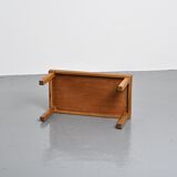 Slate and elm coffee table, Maison Regain, 1980