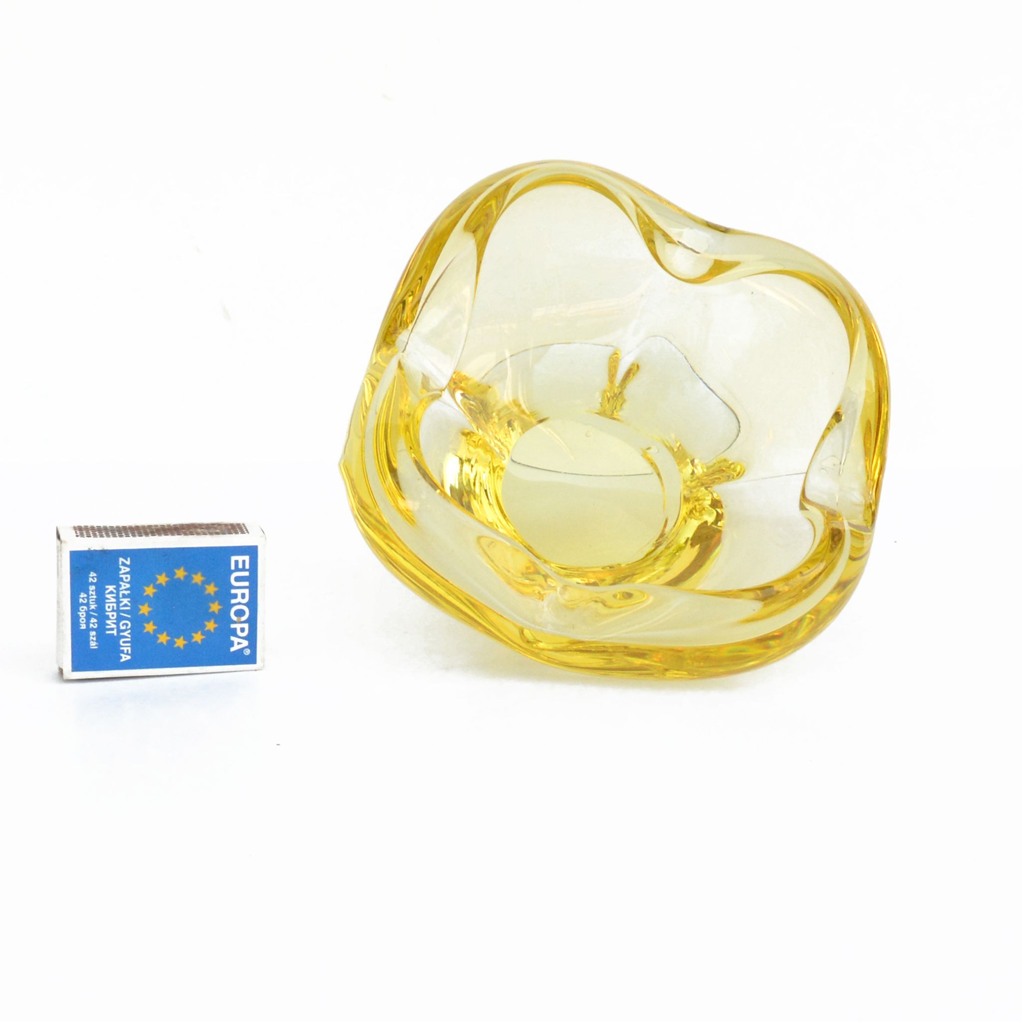 1960s organic modern ashtray, designed by M. Klinger, Zelezny Brod Sklo, Czechoslovakia