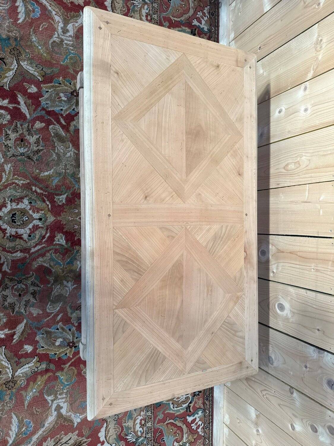 Coffee table – Louis XIII style – Solid cherry wood – Parquet top
