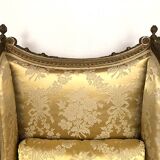 Louis XVI style bergère in green-bronze lacquered wood