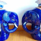 Pair of 20th century ceramic elephant stools