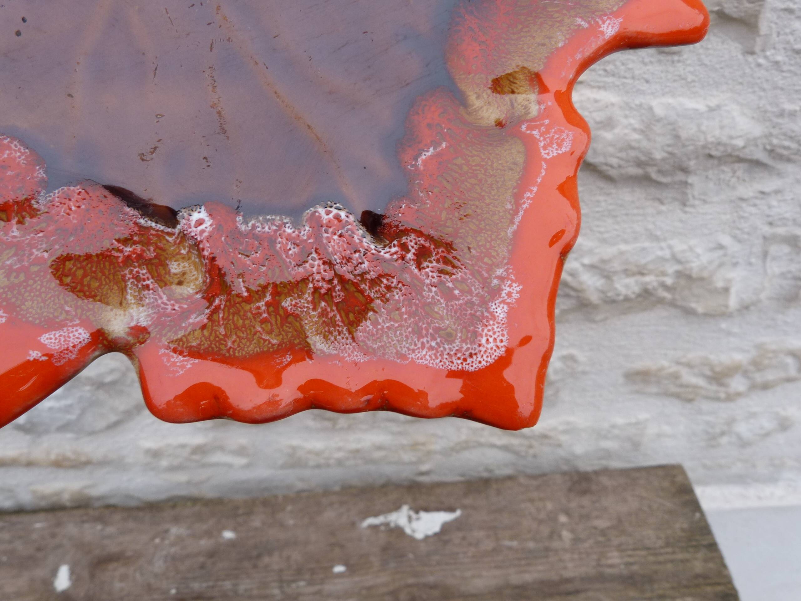 Vintage 1950 Vallauris flamed ceramic ashtray