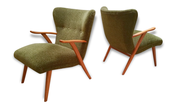 Paire de fauteuils WING Zig Zag cocktail vintage année 50 60