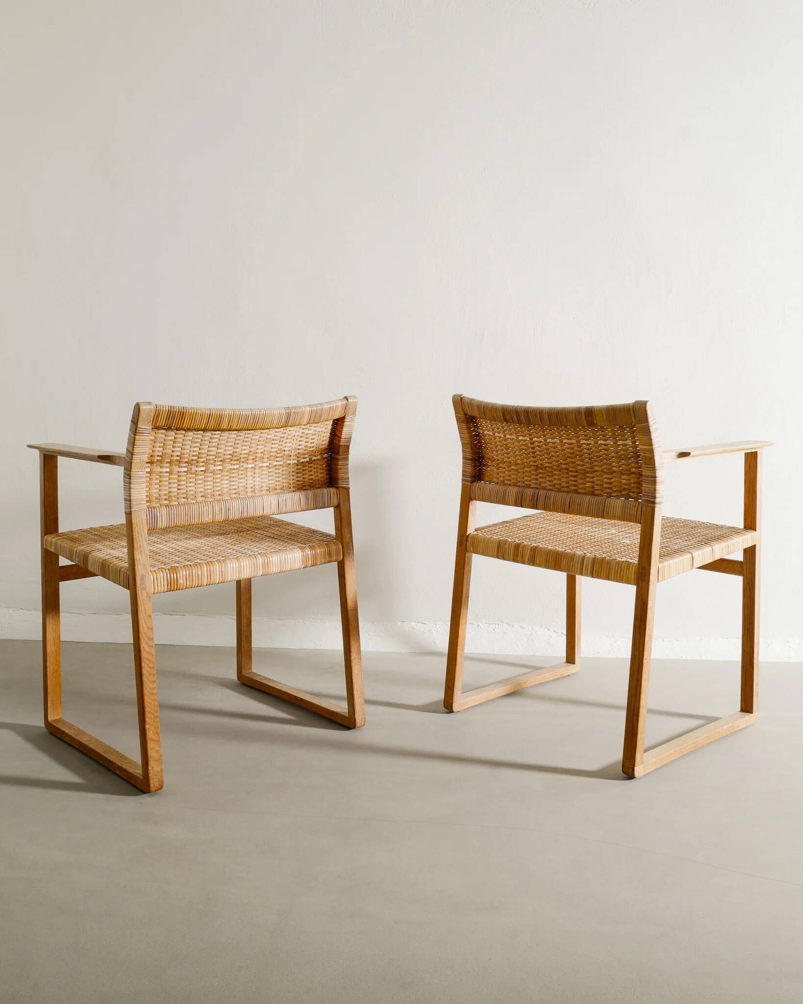 Pair of Vintage Danish Børge Mogensen BM-62 Wooden Armchairs, 1960s